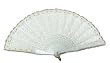 Jasmine White Lace Fan with Gold Accents