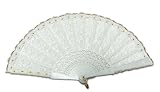 Jasmine White Lace Fan with Gold Accents