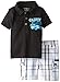 Calvin Klein Baby-Boys Infant Black Polo Top with Plaid Cargo Shorts