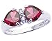 14K White Gold Twin Heart Gemstone and Diamond title=