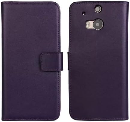 HTC One M8 Case, Obring® Stand Feature Wallet Case Premium Synthetic Leather Wallet Case Flip Cover with Credit Card ID Holder for HTC One M8 (Purple)