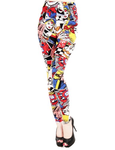 Jollychic Women's Stylish Colorful Cartoon Scrawl Pattern Slim Leggings Pants