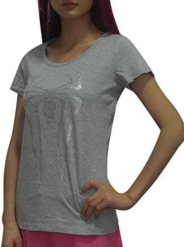 The Amazing Spiderman Womens Crew-Neck Short Sleeve Glitter T-Shirt M Grey