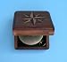 Antique Finish Brass Magnetic Compass with Hand Inlaid Compass Rose Hardwood Storage ...