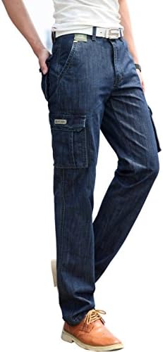 Gaok Men's Fashion Cotton Outdoors Cargo Fit Pants Trousers Jeans
