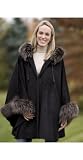 Women's Ashby Hooded Alpaca Cape with Fox Fur Trim
