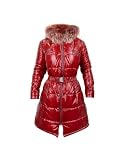 Julia Cocco' Women's Cherry Red Puffer Fur-Trim Hooded Coat