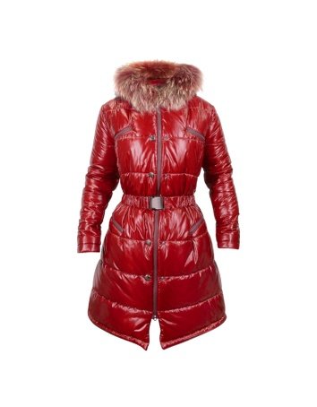 Julia Cocco' Women's Cherry Red Puffer Fur-Trim Hooded Coat