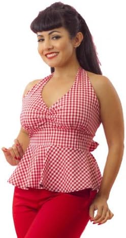 Women's Pinky Pinups Checkered Apron Halter Top 2XL