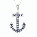10k White Gold Round Shaped Blue Sapphire and Diamond-Accent Anchor Pendant (0.01 cttw, I-J Color, I1-I2 Clarity), 18"
