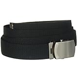56" Black One Size Canvas Military Web Belt With Silver Slider Buckle