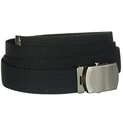 56" Black One Size Canvas Military Web Belt With Silver Slider Buckle