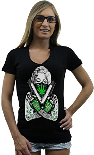Marilyn Monroe Bandana Weed Pattern Women V Neck T Shirt Mailyn Monroe Clothing