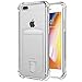 ANHONG iPhone 7 Plus / 8 Plus Clear Case with Card Holder, [Slim Fit][Wireless Charger Compatible] Protective Soft TPU Shock-Absorbing Bumper Case with Soft Screen Protector
