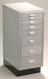 NPSG MD298SV Axcess 8 drawer under-the-desk Multi-Drawer Combo unit with drawers of varying size. SILVER