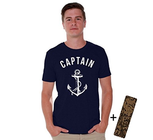 Awkwardstyles Captain T-shirt White Anchor Summer Beach Party Shirt + Bookmark L Navy
