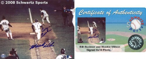 Bill Buckner & Mookie Wilson New York Mets - 1986 WS Ball Through Legs - Autographed 8x10 Photograph
