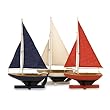Set of 3 Wooden Nautical Decorative Patriotic Sailboats - 16"