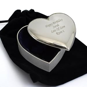 Laser Engraved Personalised Silver Heart Trinket Box - Bridesmaid, Birthday, Wedding