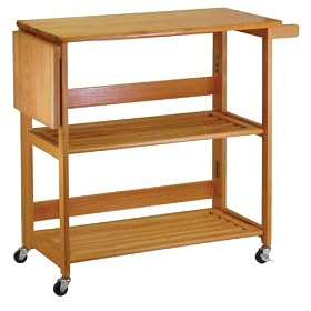 <b>Winsome Wood Foldable Kitchen Cart with Knife Block, Light Oak</b>