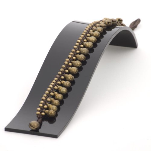 Women's Gold Tone Brass Bell Dangle Bead Ankle Anklet Bracelet, 10.5"