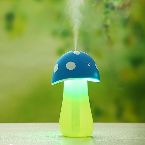 Eyamumo Mushroom Lamp Humidifier, 200ml Portable USB Cool Mist Diffuser with Waterless Auto Shut-off and LED Night Light for Office Home Car Travel Baby (Blue)
