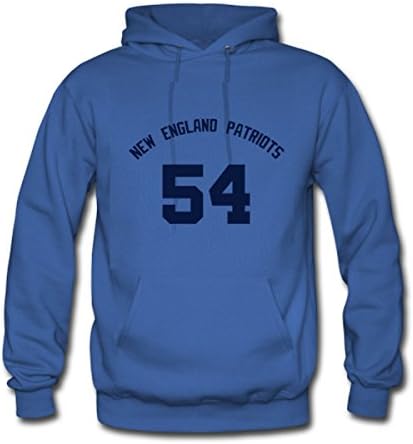Custom NFL New England Patriots Tedy Bruschi #54 Mens Classic Sweatshirt Hoodie RoyalBlue S