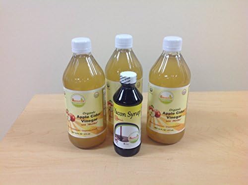 Organic Apple Cider Vinegar, 3 Pack 16 Oz, Plus 1 Yacon Syrup 8 Oz