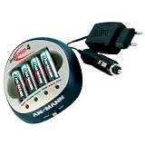 Ansmann Digispeed-4, One Hour NiMh and NiCad Battery Charger, for up to Four AA or AAA Batteries, with 12V DC and 120V AC Cords.
