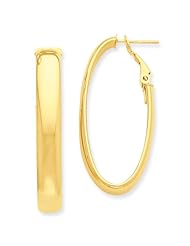 5.75mm, 14K Yellow Gold Omega Back Oval Hoop Earrings, 35mm (1 3/8")