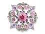 Vintage Style Pink Rosette Rose Brooch Pin