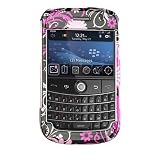 RIM Blackberry Bold 9000 Pink Butterfly Design Snap-On Case Cover (No Belt Clip)