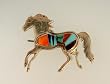 Turquoise Inlaid Pin Sterling Silver Horse