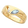 14K Yellow Gold Sky Blue Topaz and Diamond Ring