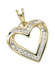 CleverEves 14K Yellow Gold 1 4 Ct Tw Diamond Heart Pendant
