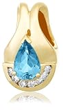 14k Yellow Gold Pear Cut Santa Maria Aquamarine and Diamond Pendant