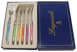 Laguiole Production - 441900 - Coffret 6 Fourchettes à Gâteaux - Laguiole de Table - ABS - Multicolors - Inox