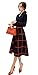 iRachel Womens Long Sleeve V Neck Casual Slim Tunic Plaids A-Line Shirt Dress