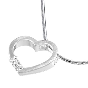 Vinani Anhänger Diamond Heart Herz mit Zirkonia weiß Schlangenkette 45 cm Sterling Silber 925 Kette ADH45