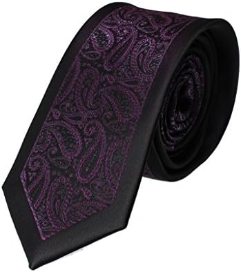 Glennbrook Mens Skinny Tie Paisley Panel Series Fashion Tie - Purple