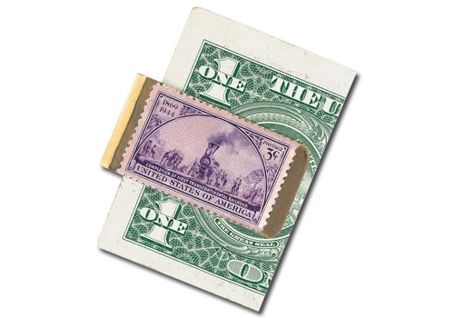 Brass Train Stamp Money Clip