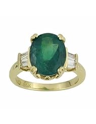 14K Yellow Gold Emerald and Diamond Ring -- LIFETIME WARRANTY