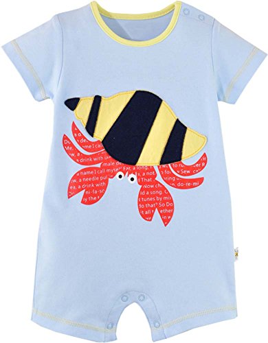 Fiream Baby Boys Summer Cotton Short Sleeve Cartoon Romper