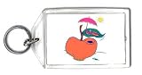 Keychain with apple, sunbathing, worm, relaxing, vacation