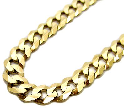 Mens 10k Yellow Gold Curb Cuban Link Chain Necklace 20 Inch