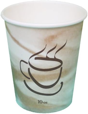 Gogo Paper Hot Cups with Coffee Design, 10 oz. Capacity, White, Packed 20 Bags of 50 Cups (1000 case)