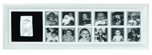 Baby Art 34120075 Rahmen f&uuml;r 12 x Bilder und Fu&szlig;-/Handabdruck, wei&szlig;/schwarz