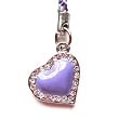 Cell Phone Mobile Camera Charm Strap Beautiful Clear Diamond Purple Love