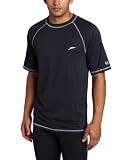 Speedo Mens Easy Short Sleeve Rashguard Swim Tee, New Navy, Medium