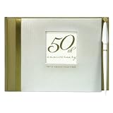 C.R. Gibson Guest Book with Pen, Golden 50th Anniversary